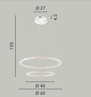 Sospensione LED in alluminio bianco impreziosita dal diffusore in acrilico diamantato 50W 6640LM 3000-4000°k BRYANT-S2 Sospensione LED in alluminio bianco impreziosita dal diffusore in acrilico diamantato 50W 6640LM 3000-4000°k BRYANT-S2